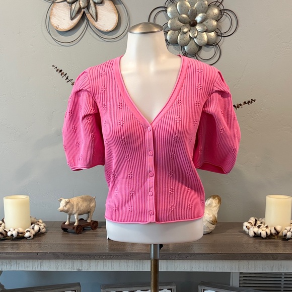Endless Rose Sweaters - Endless Rose Hot Pink Ribbed Button Cardigan